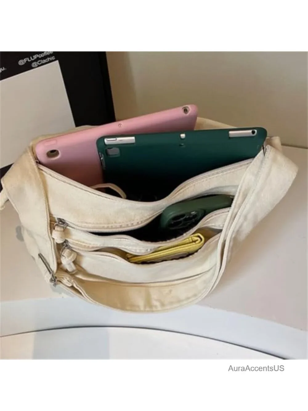 Canvas Shoulder Bag Tote Purse Slouchy Hobo Crossbody Work Commute Handbag